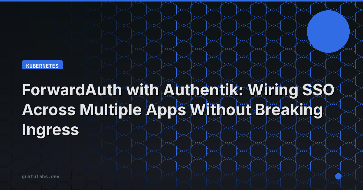 ForwardAuth with Authentik: Wiring SSO Across Multiple Apps Without Breaking Ingress